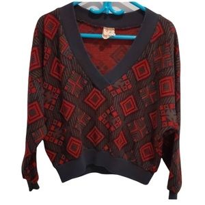 VINTAGE women’s oversized knit cropped red sweater